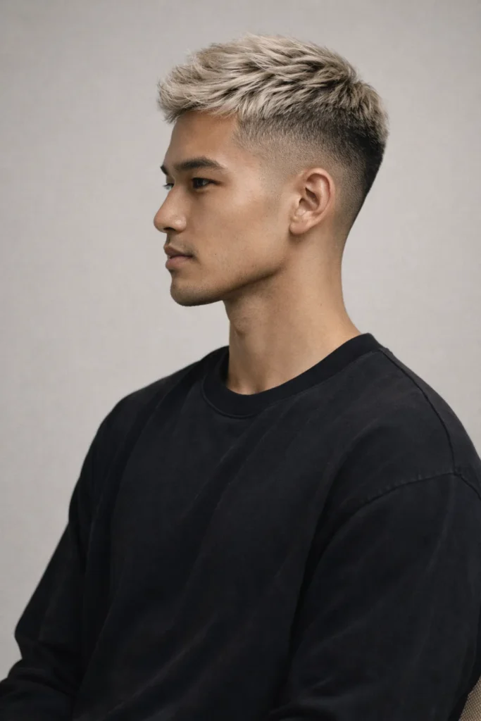 Ash Blonde Short Taper with Crown Volume