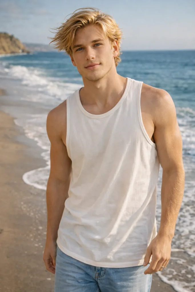 Beach Blonde Medium Waves with Relaxed Shape