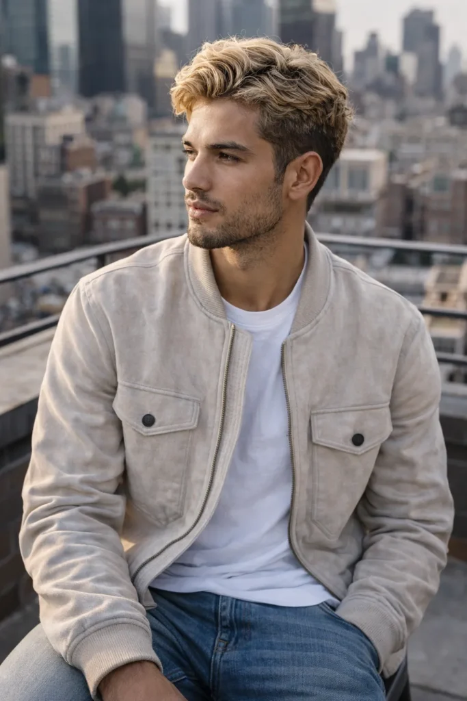 Beige Blonde Short Waves with Natural Texture