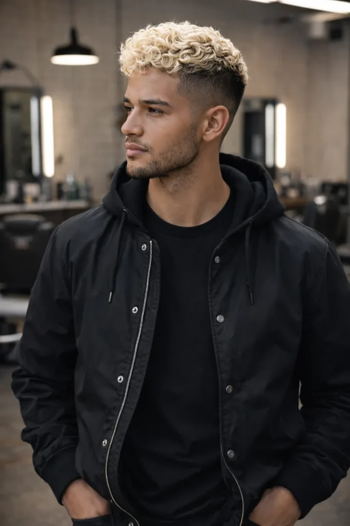 Bright Blonde High Fade with Rough Texture