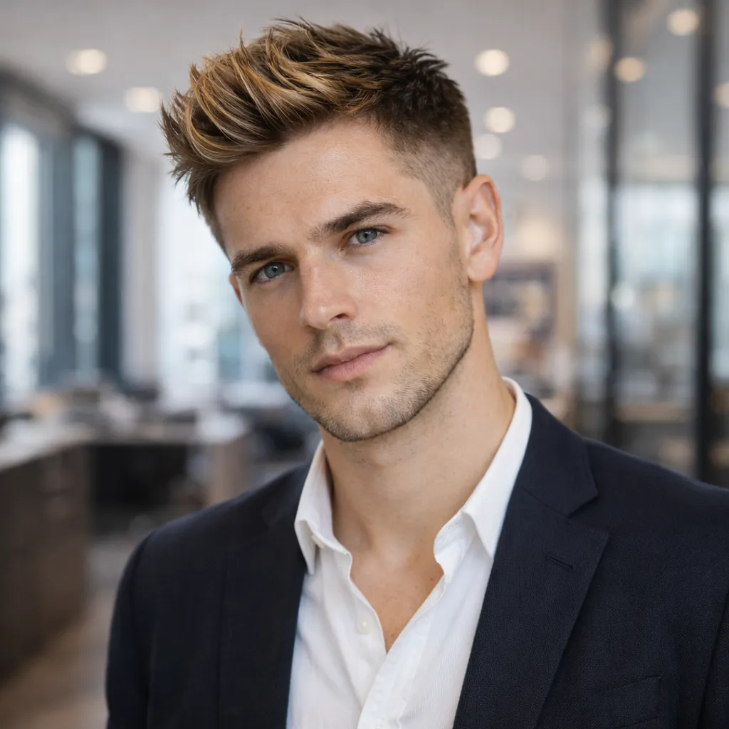 Brushed Up Quiff with Honey Blonde Streaks