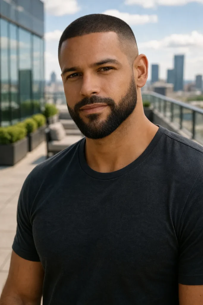 Buzz Cut with Circle Beard