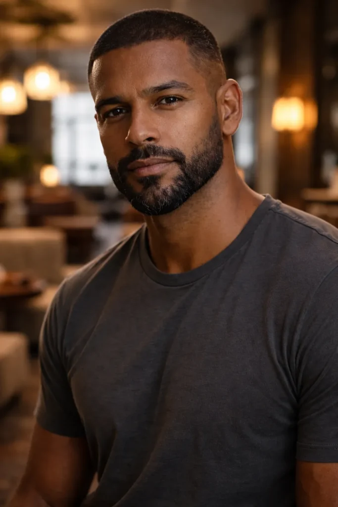 Buzz Cut with Rounded Beard