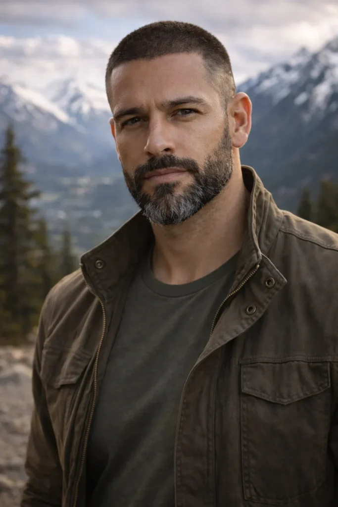 Buzz Cut with Thick Beard