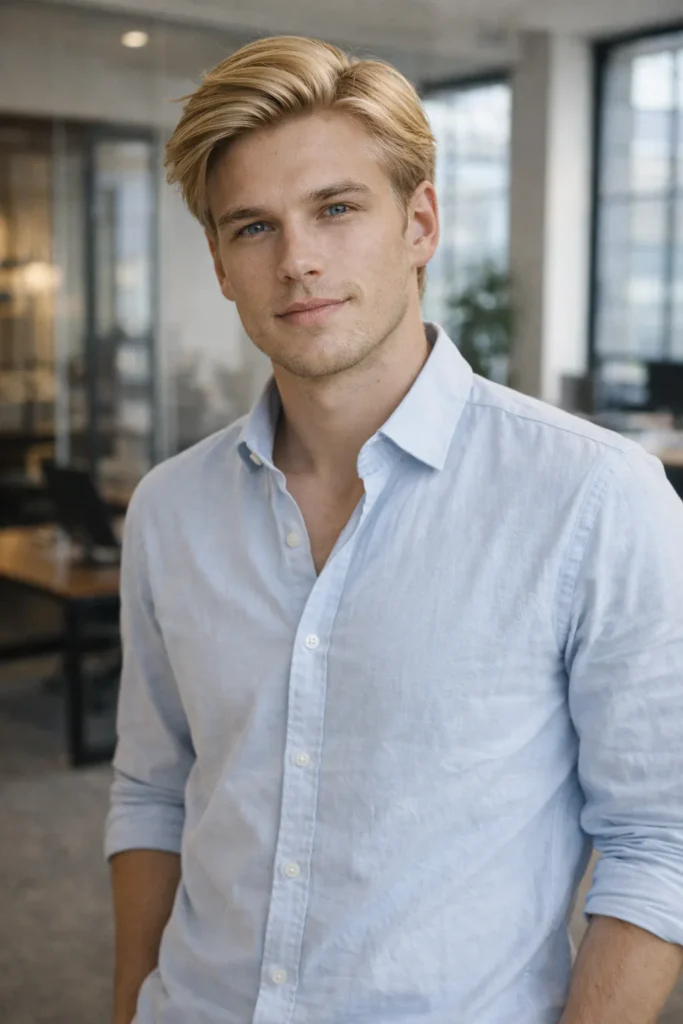  Creamy Blonde Side Sweep with Light Layers