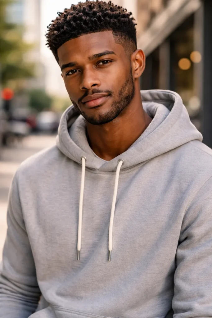 Curly Fade with Defined Edges