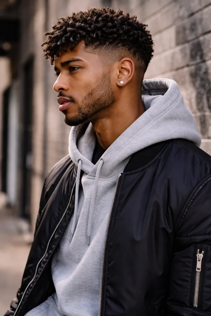 Curly Fringe Fade with Natural Flow