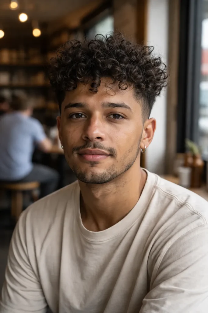 Curly Volume Crown + Mid Taper Fade