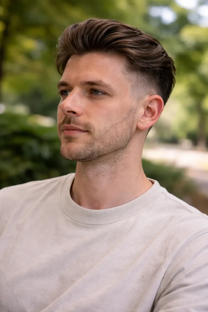 Flow Back + Mid Taper Fade