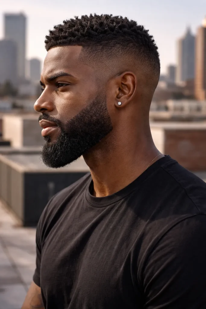 High Skin Fade + Dense Power Beard