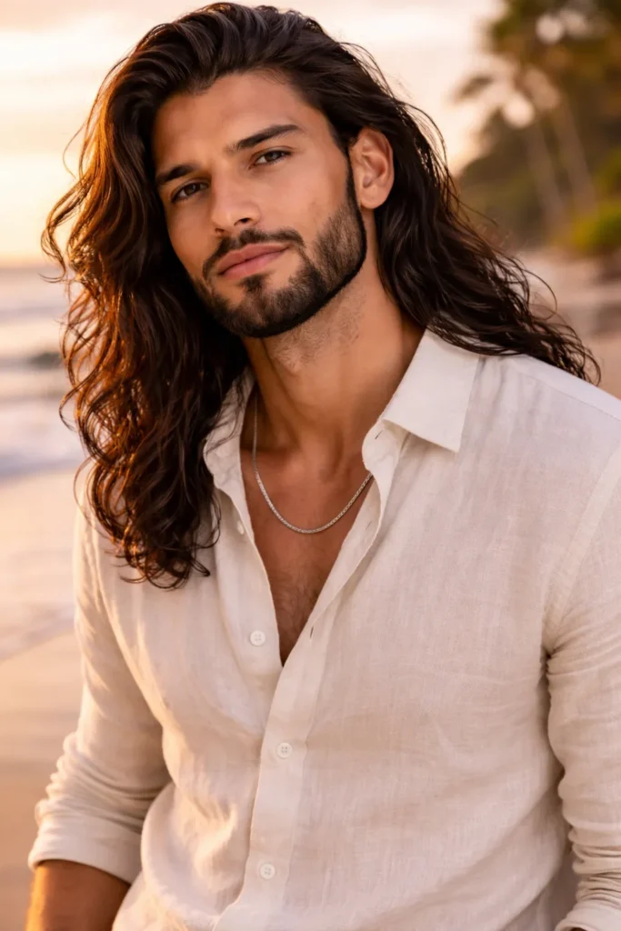 Long Hair Flow + Rugged Beard