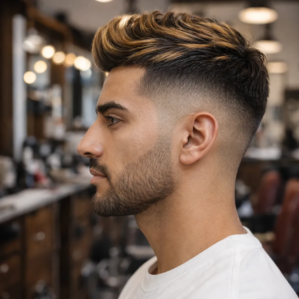 Long Top Fade with Honey Blonde Movement