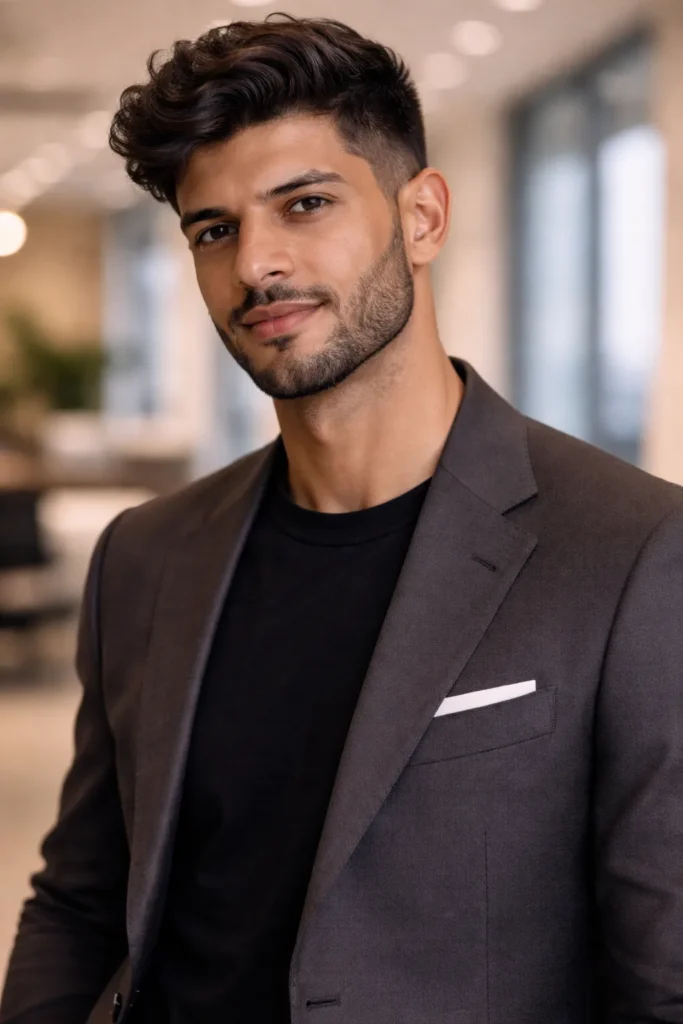 Low Fade with Wavy Volume Top