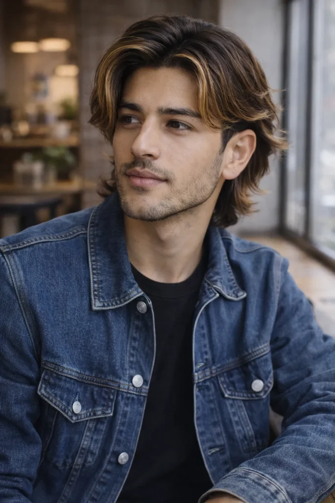 Medium Length Flow with Honey Blonde Face Framing Highlights