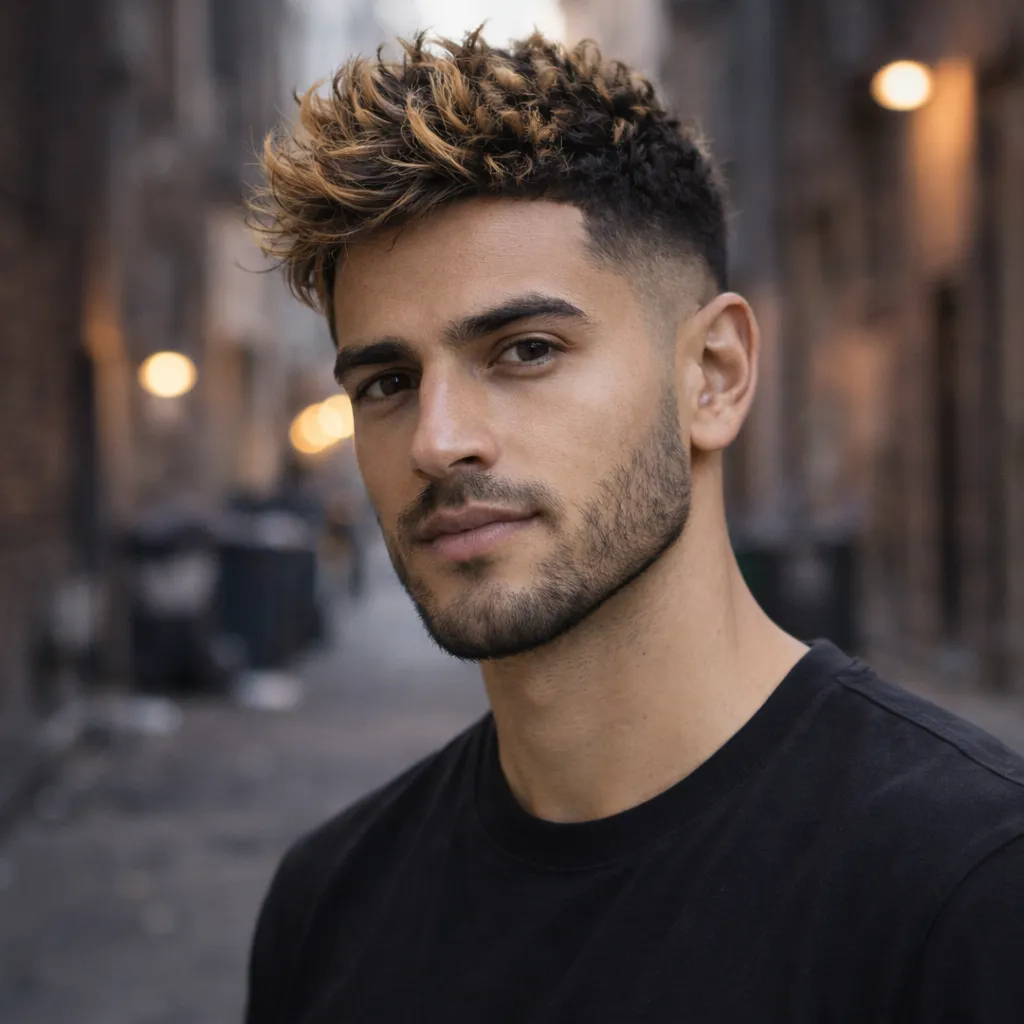 Messy Top with Honey Blonde Shadow Fade