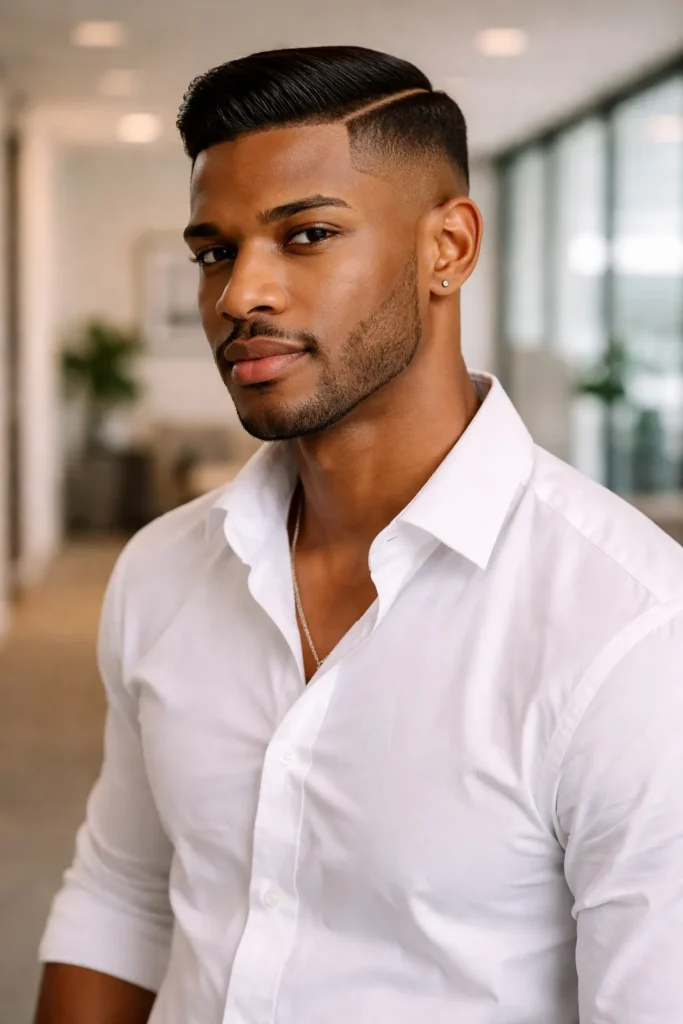 Mid Fade Sharp Comb Over