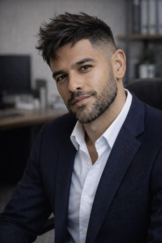 Mid Fade with Broken Textured Quiff