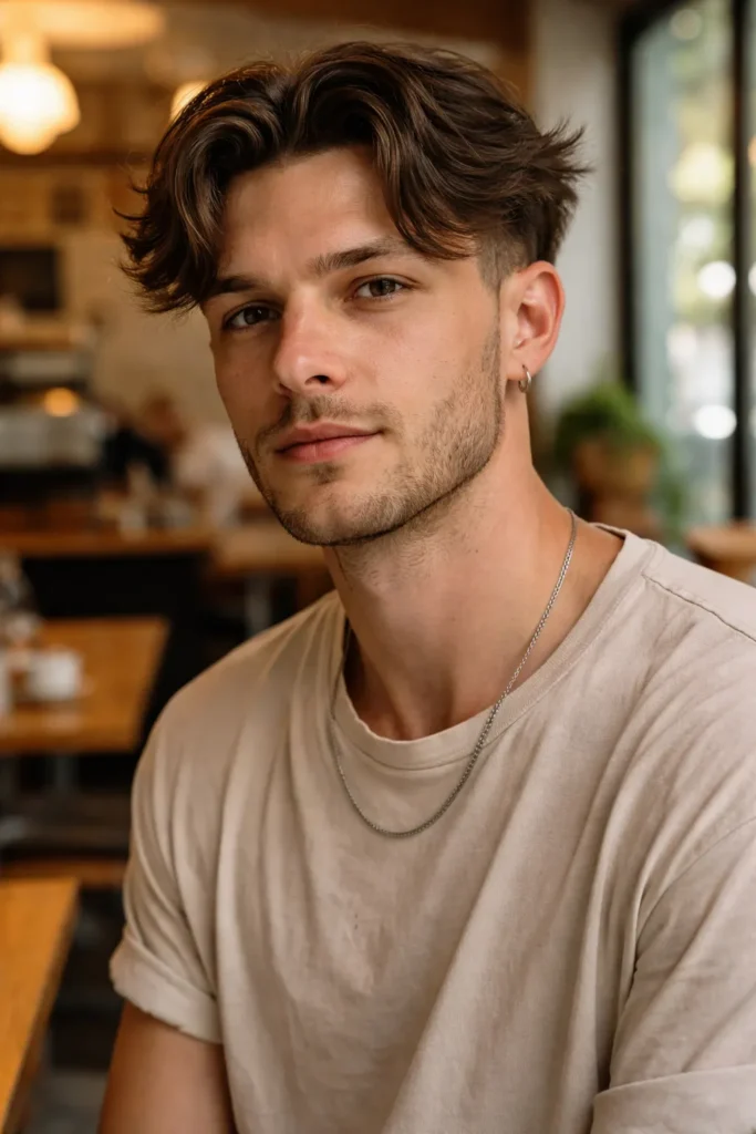 Middle-Part Texture + Mid Taper Fade