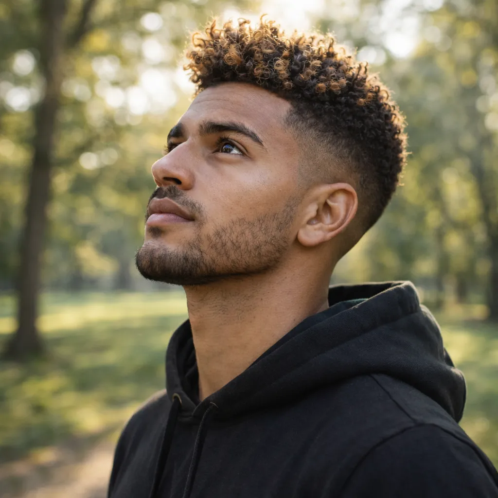 Natural Curly Top with Honey Blonde Accents