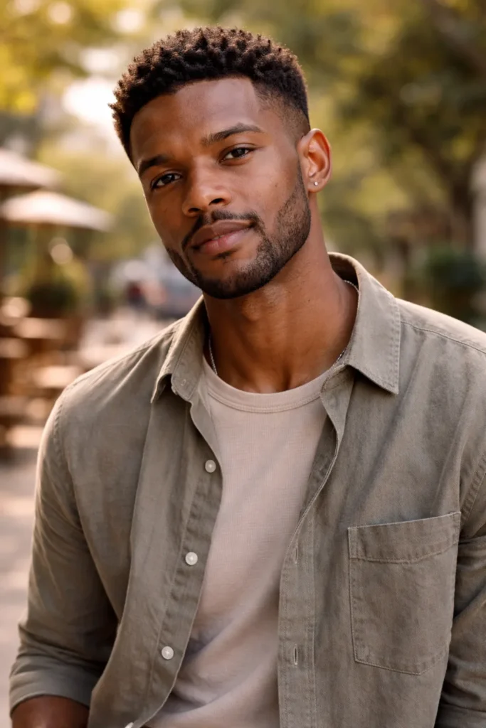 Natural Short Afro with Taper