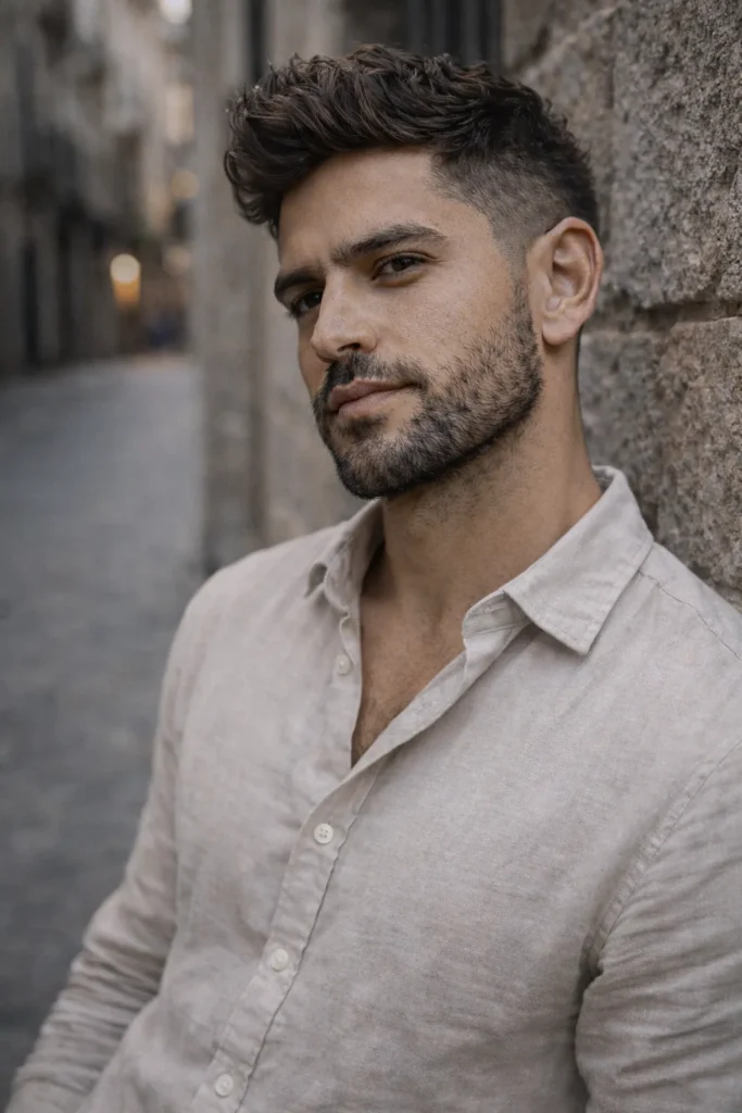 Side-Taper Beard with Uneven Texture