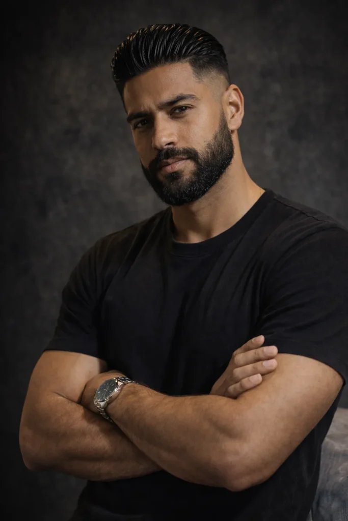 Slick Back With Boxed Beard