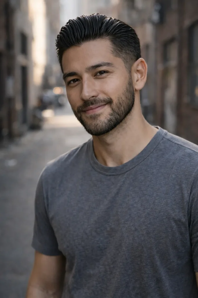 Slick Back With Stubble Beard