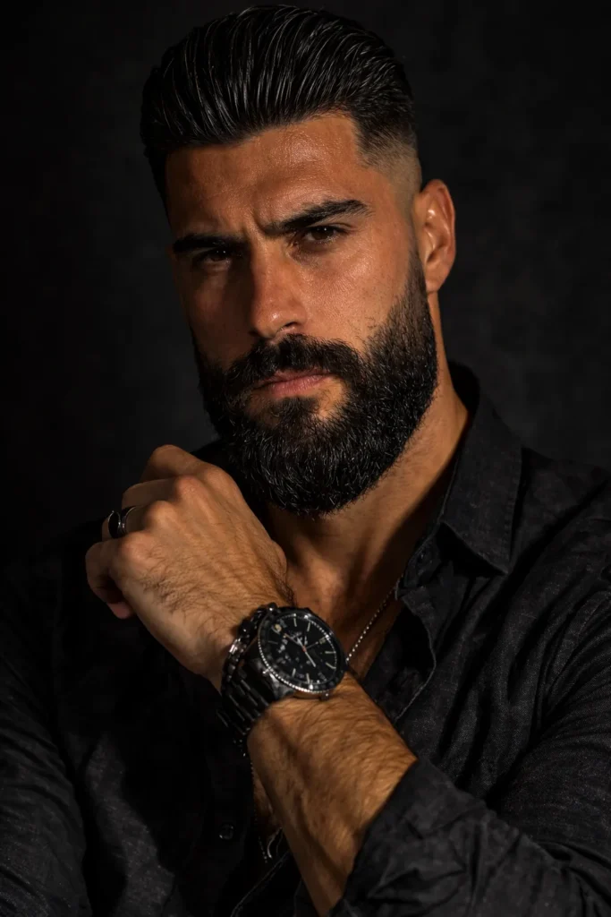 Slick Back With Thick Beard