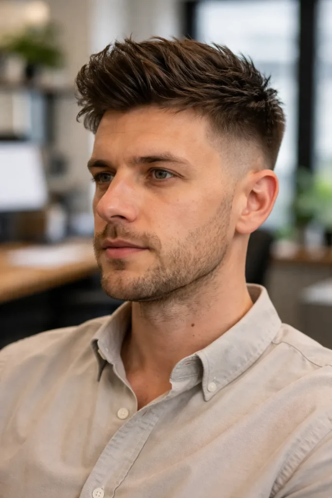 Slick Texture Quiff + Mid Taper Fade