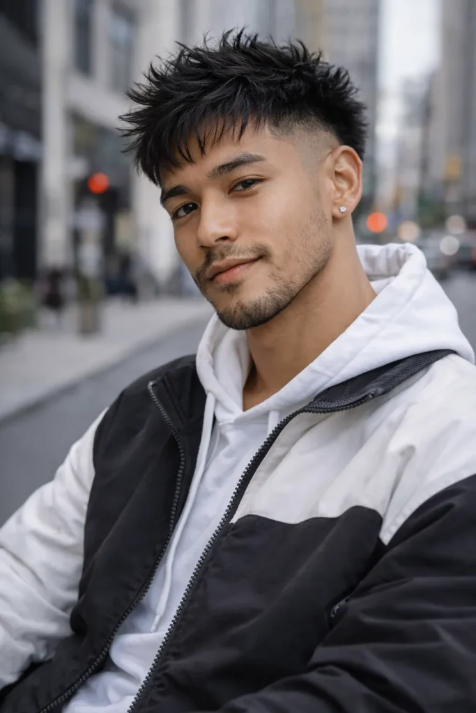 Burst Fade with Spiky Hair