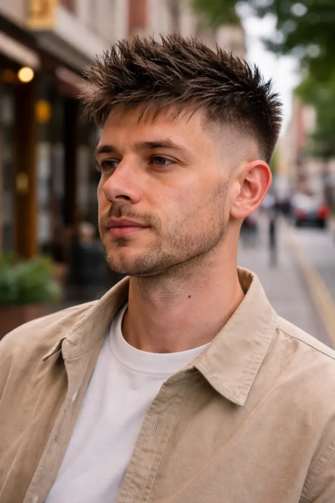 Spiky Texture + Mid Taper Fade