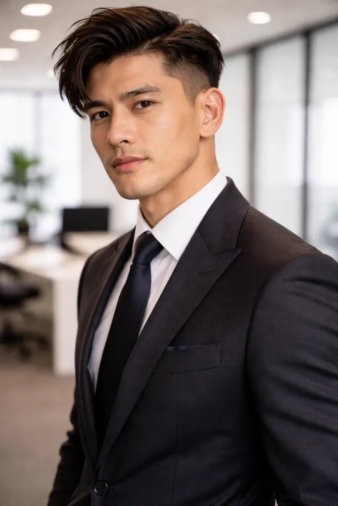 Taper Fade with Long Side Swept