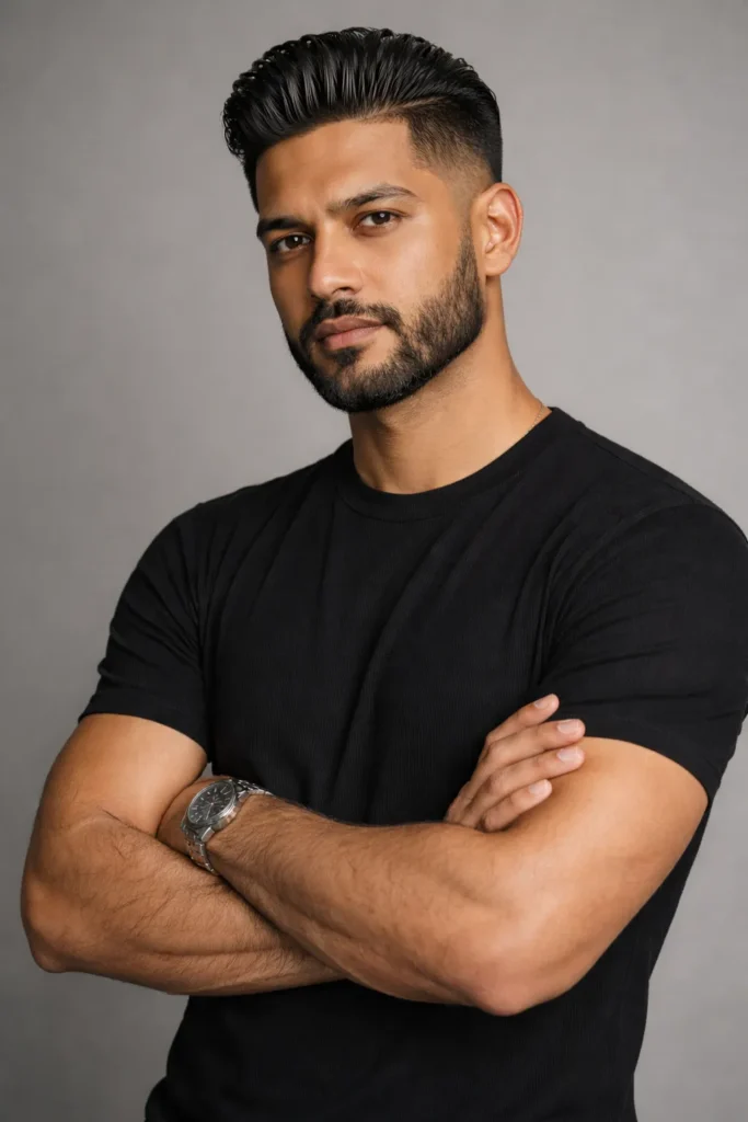 Taper Slick Back With Beard