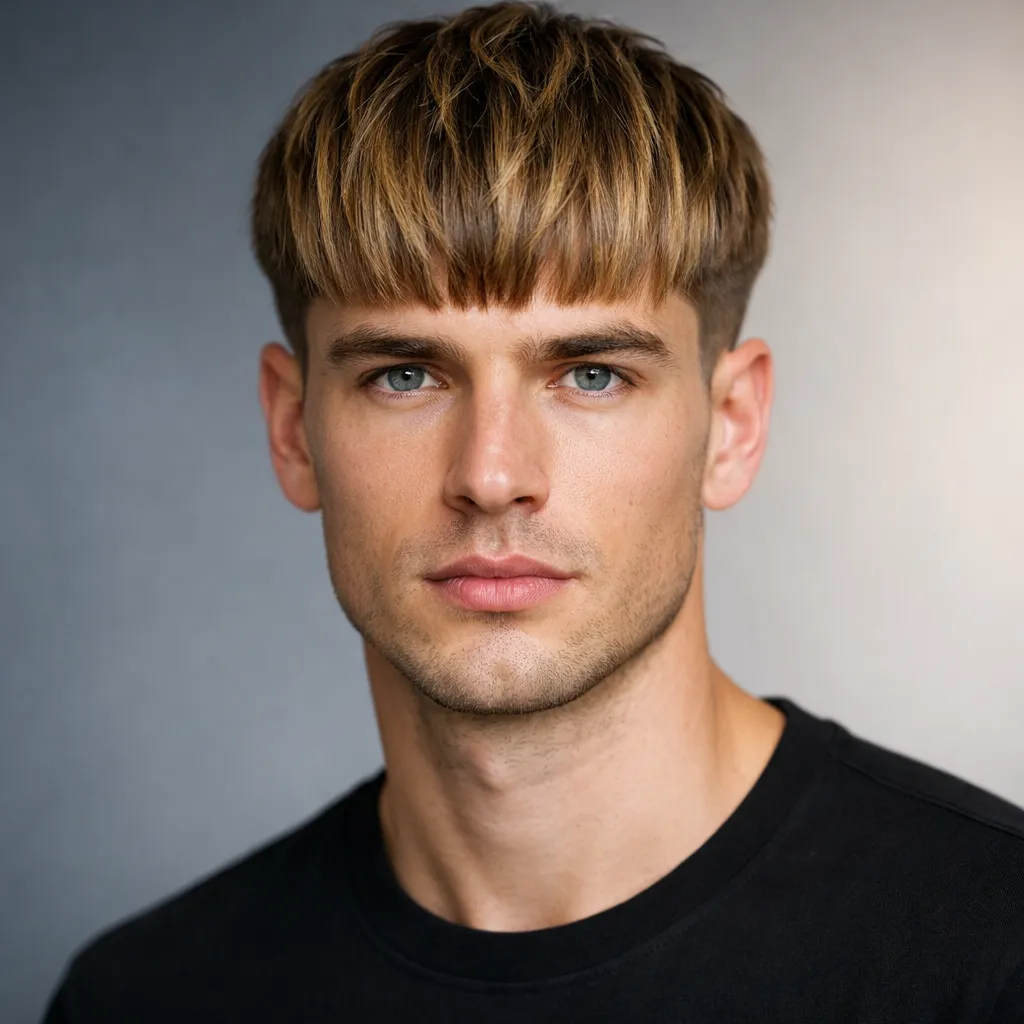 Textured Bowl Cut with Honey Blonde Lift