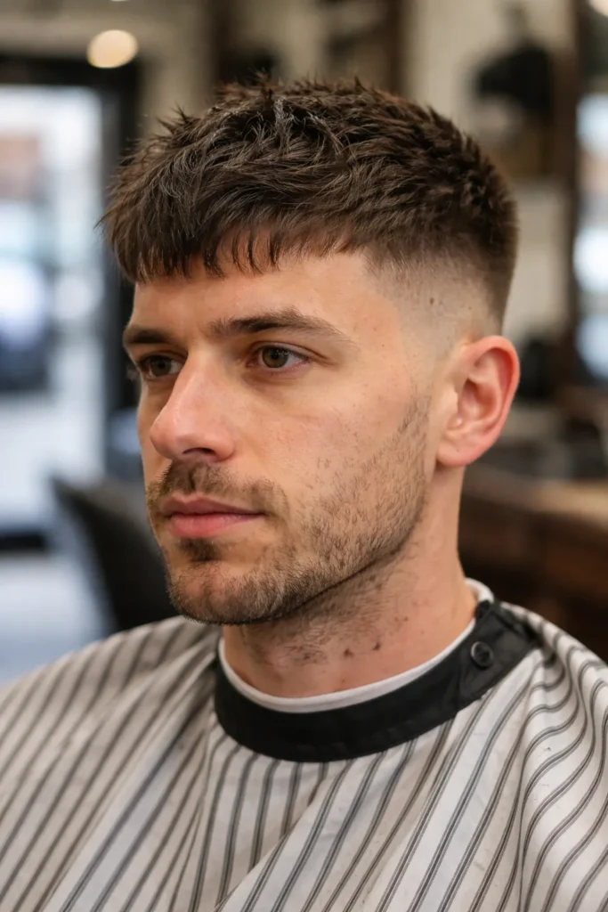  Textured French Crop + Mid Taper Fade