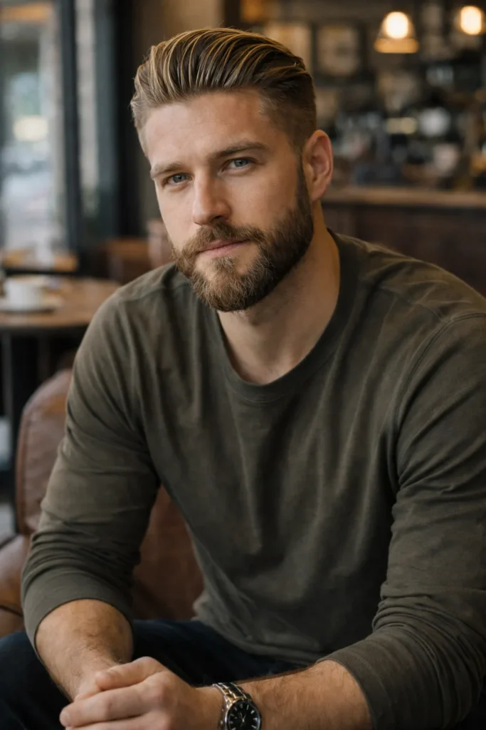 Textured Slick Back With Beard