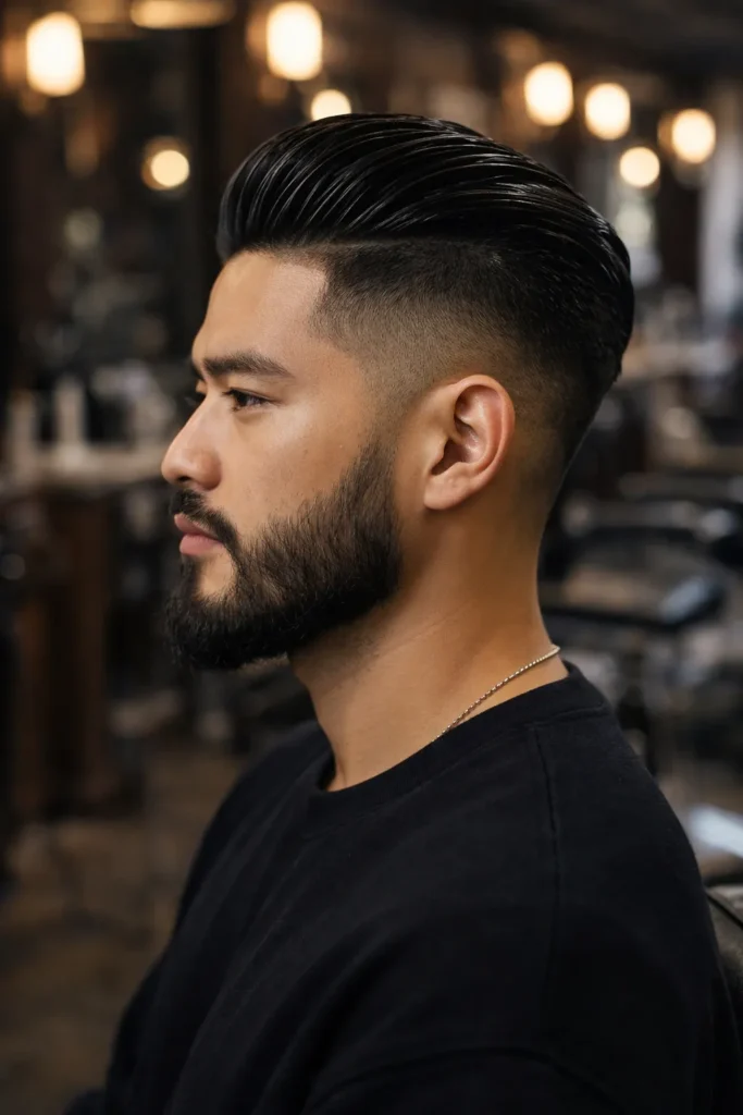 Undercut Slick Back With Beard