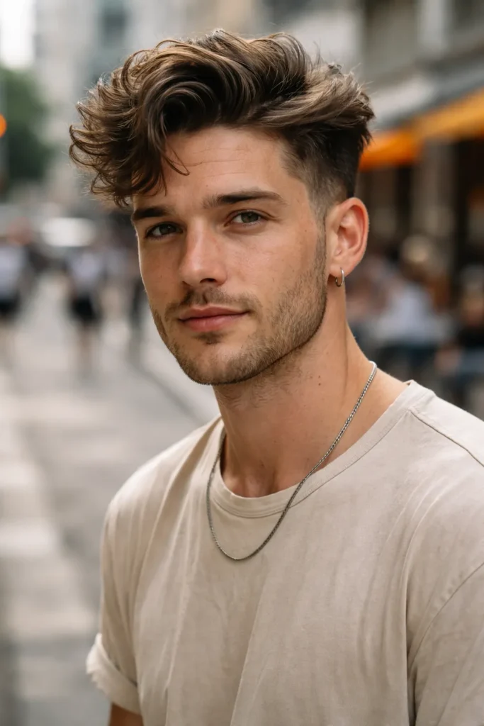 Wavy Flow Top + Mid Taper Fade