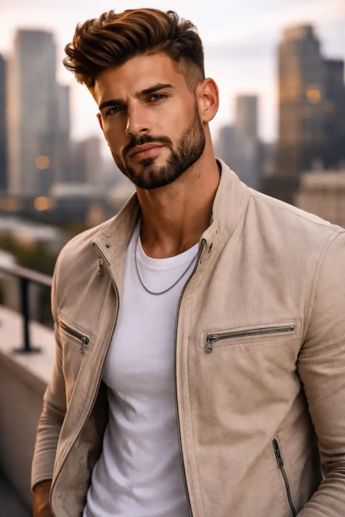 Auburn Mid Fade with Volume Top