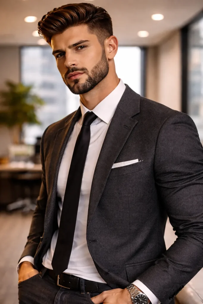 Auburn Slicked-Back Modern Cut