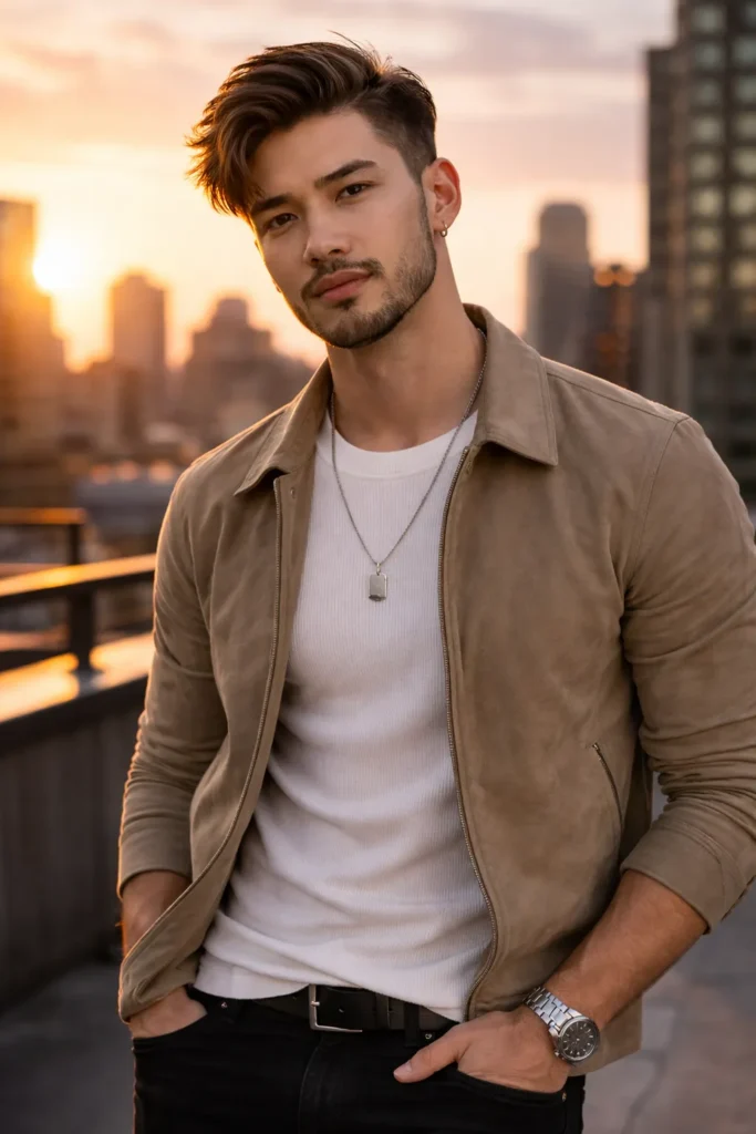 Beard with Side-Swept Hair Balance