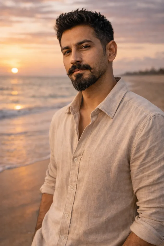 Beardstache With Light Cheek Growth