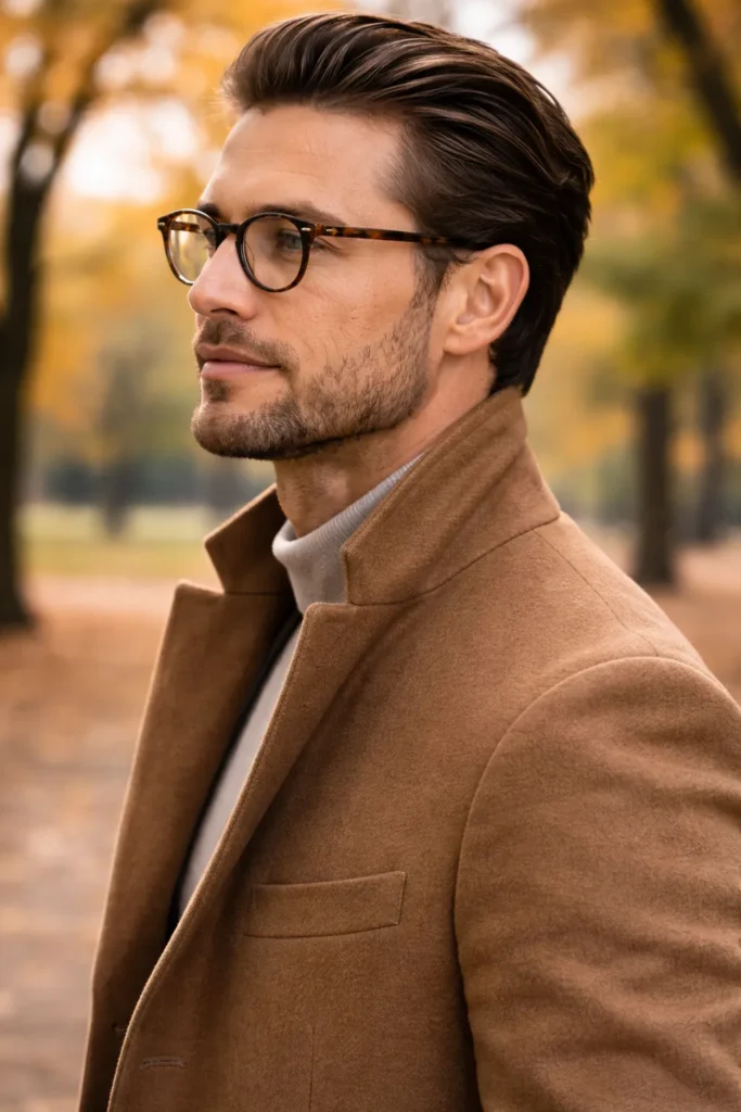 Brushed-Back Medium Length Hair