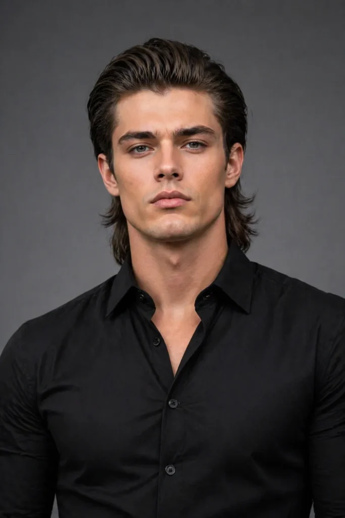 Brushed-Back Straight Mullet