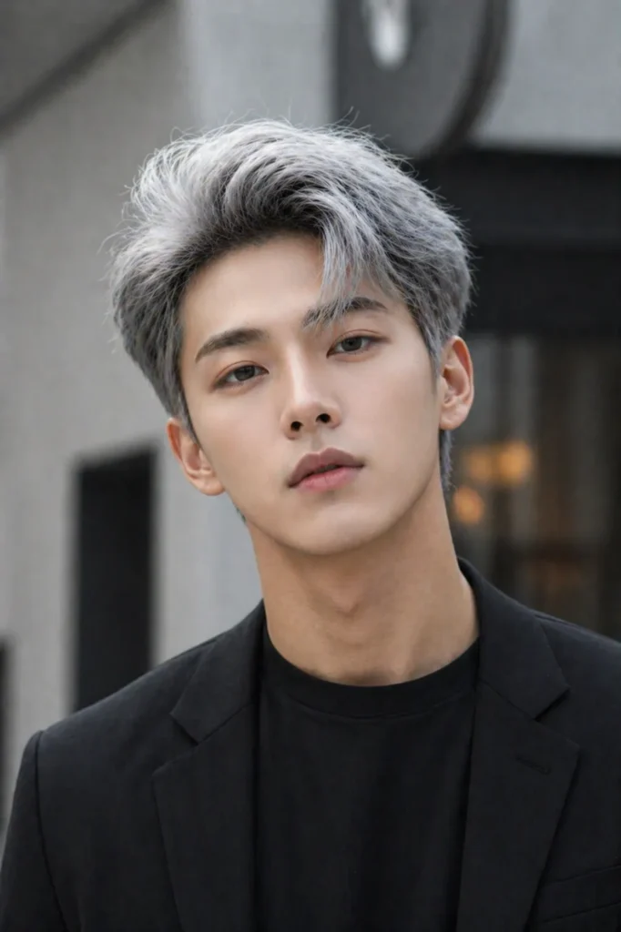 Brushed-Up Silver Medium Quiff