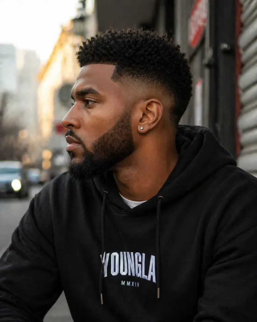 Burst Fade with Curly Beard