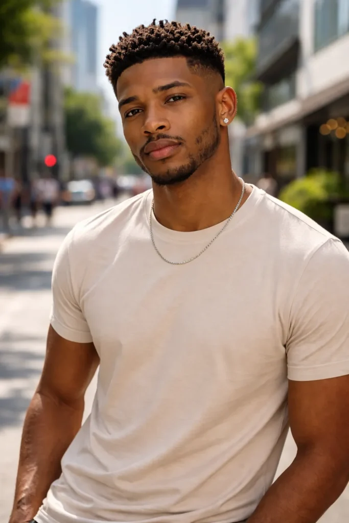 Burst Fade with Curly Top