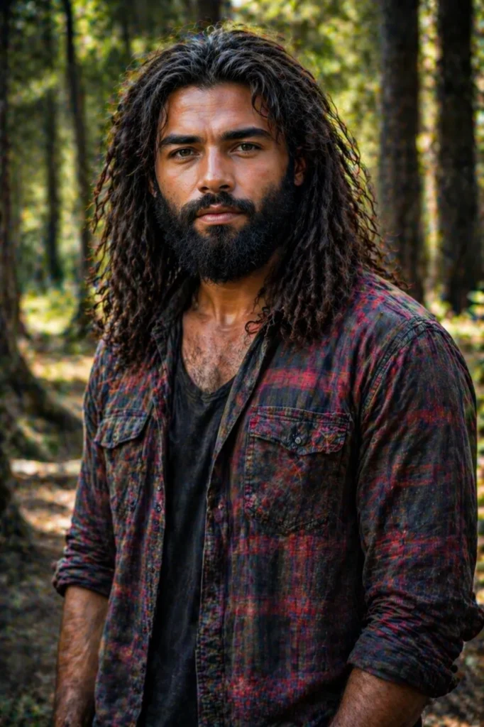 Bushy Beard with Natural Long Hair