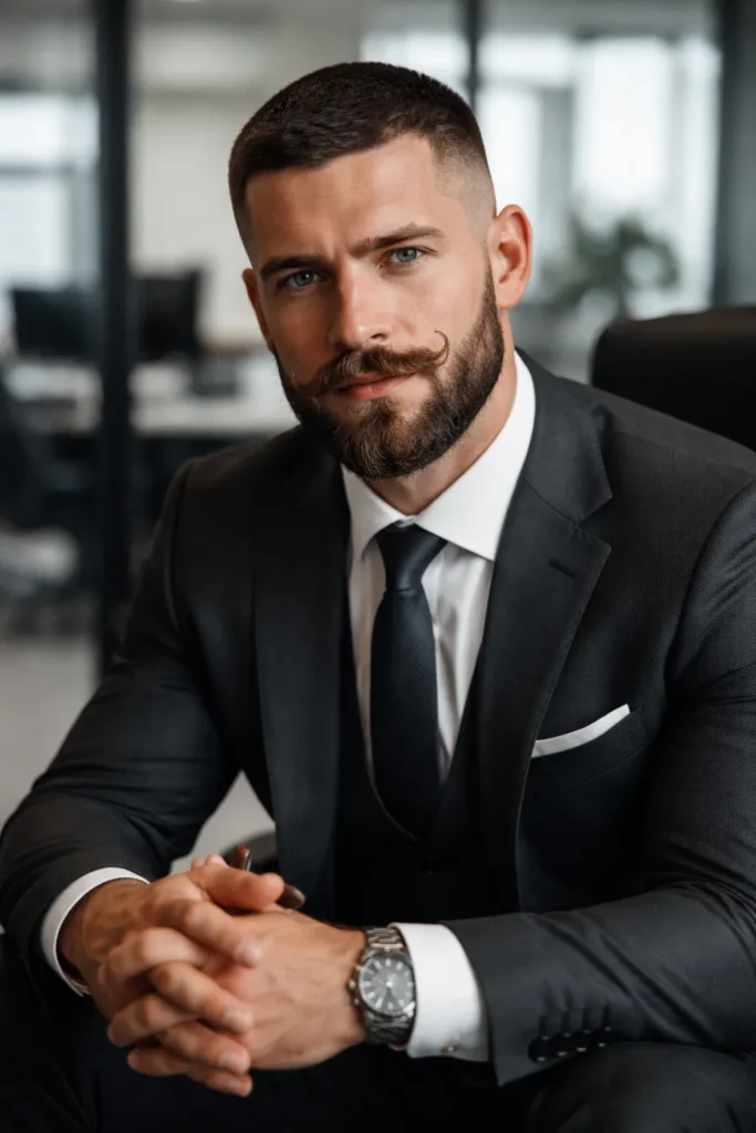Buzz Cut with Beard and Mustache Combo