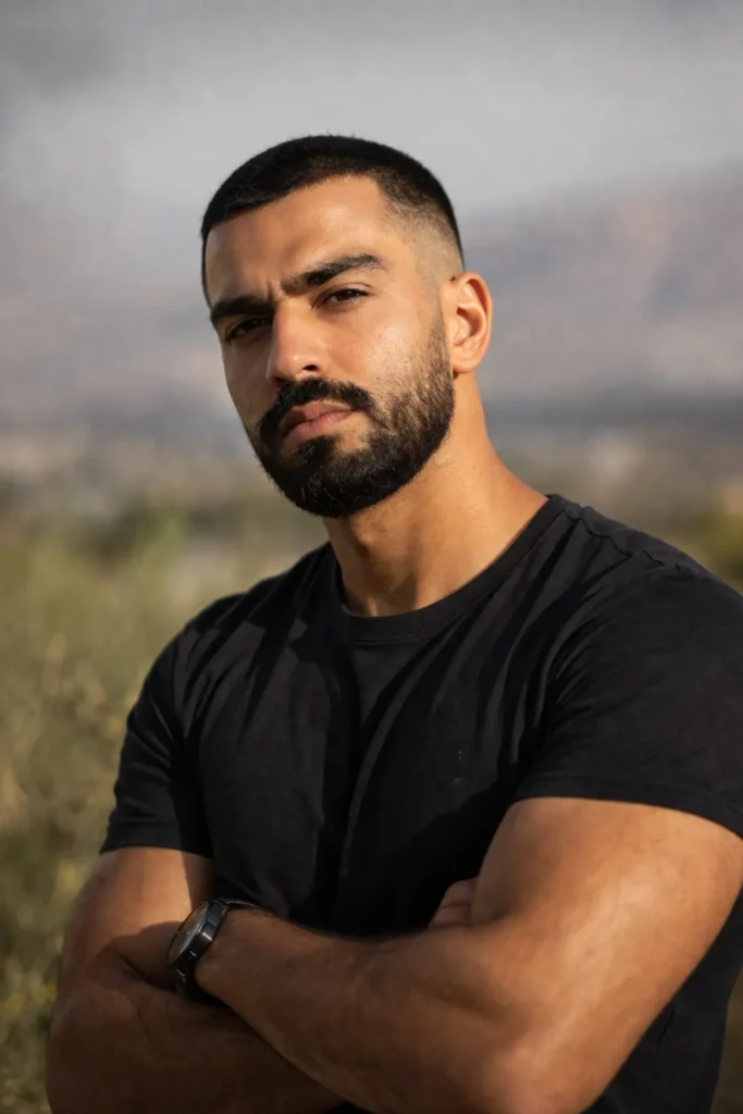 Buzz Cut with Fade and Beard (Strong Masculine Look)